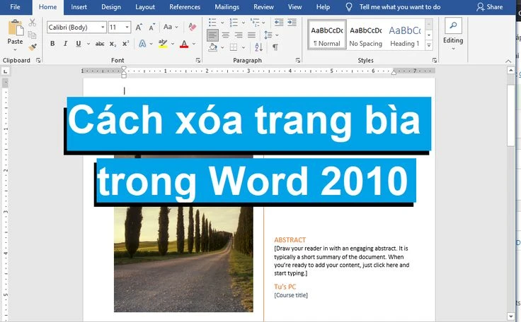 3 cách xóa trang bìa trong Word 2010 đơn giản và nhanh chóng