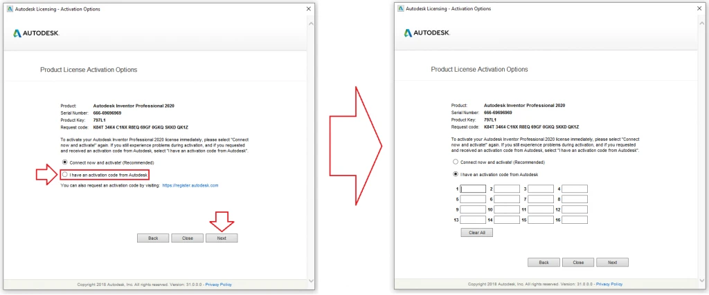 Chọn I have an activation code from Autodesk để tiếp tục