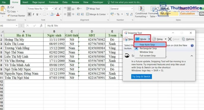 Hướng dẫn chuyển Excel sang ảnh