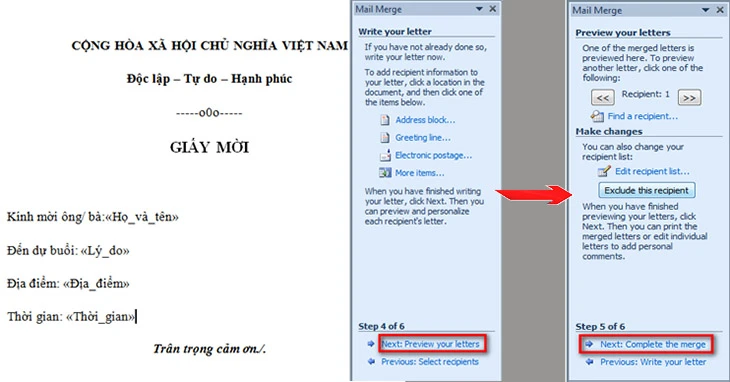 Cách Trộn Thư Trong Word 2010