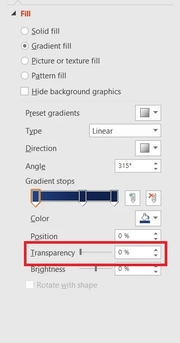 Điều chỉnh bằng thanh trượt Transparency