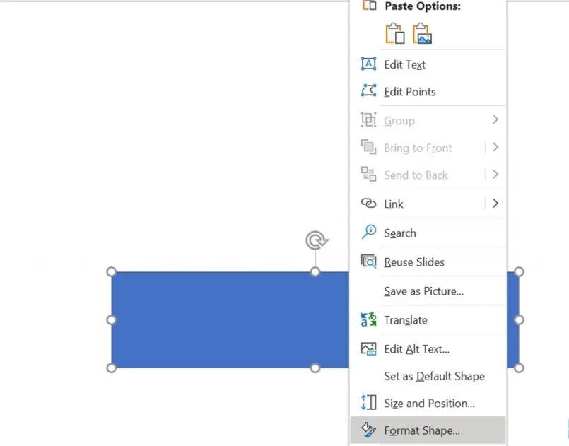 Nhấn chuột phải và chọn Format Shapes