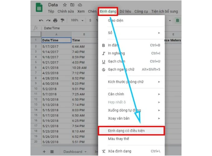 Định dạng số có điều kiện trong Google Sheets