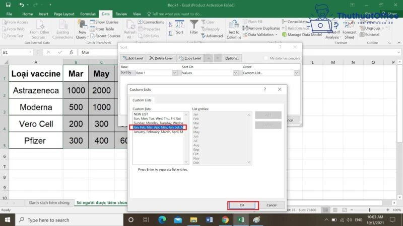 Cách Sắp Xếp (SORT) Trong Excel