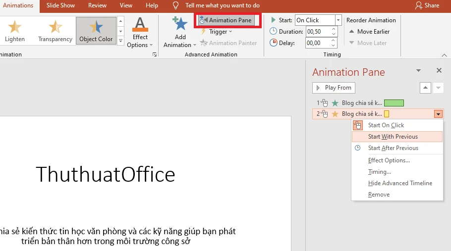 Tạo 2 Hiệu Ứng Trong PowerPoint 2010 