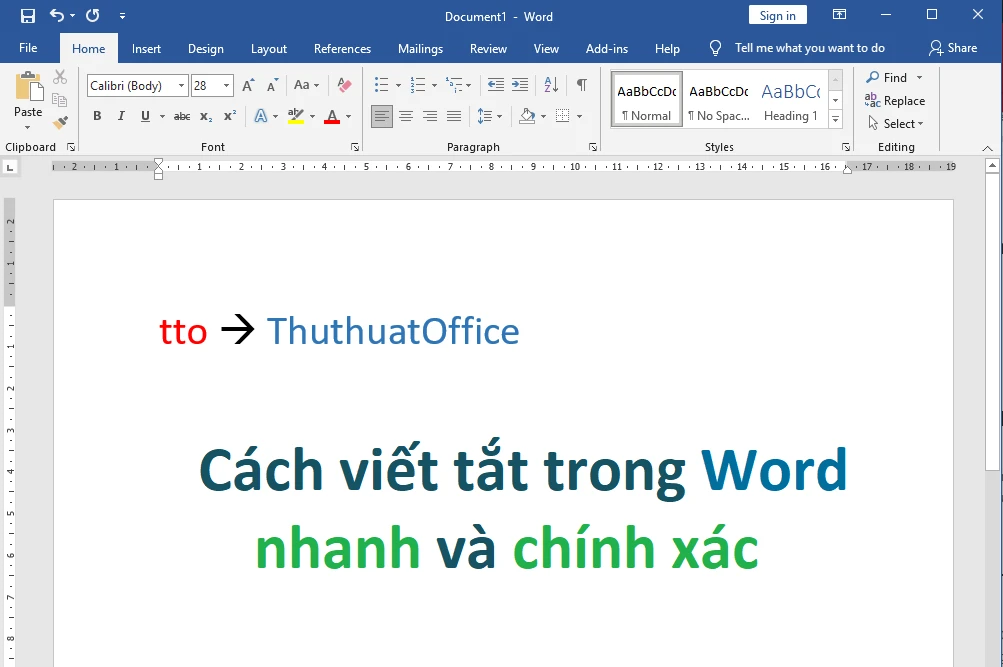 Cách viết tắt trong Word 2016, 2010 và các phiên bản khác