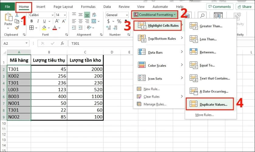 Hình chọn Duplicate Value để lọc 