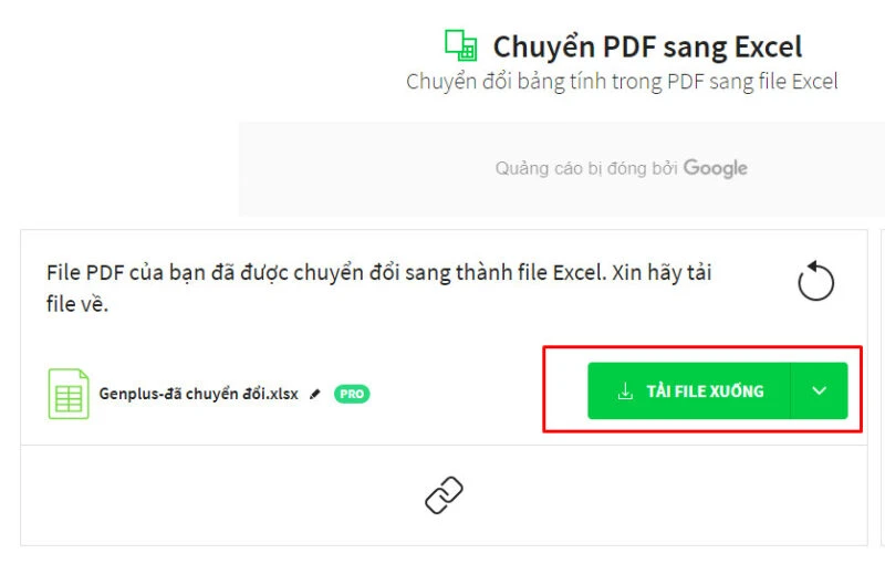 Tải kết quá chuyển đổi về máy