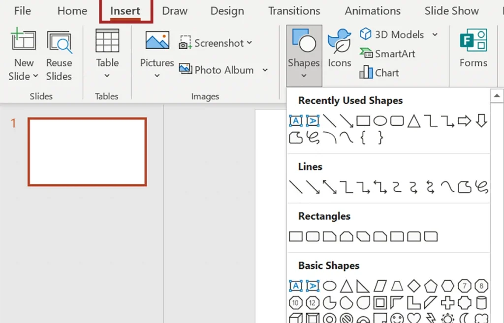 Tạo khung trong PowerPoint bằng Shapes