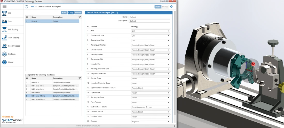 Hình ảnh về tính năng SolidWorks CAM