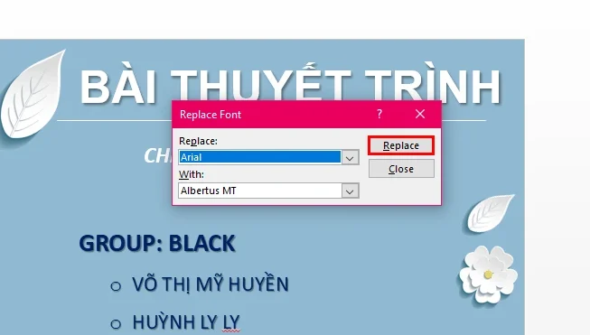 Tìm và thay thế font chữ mong muốn