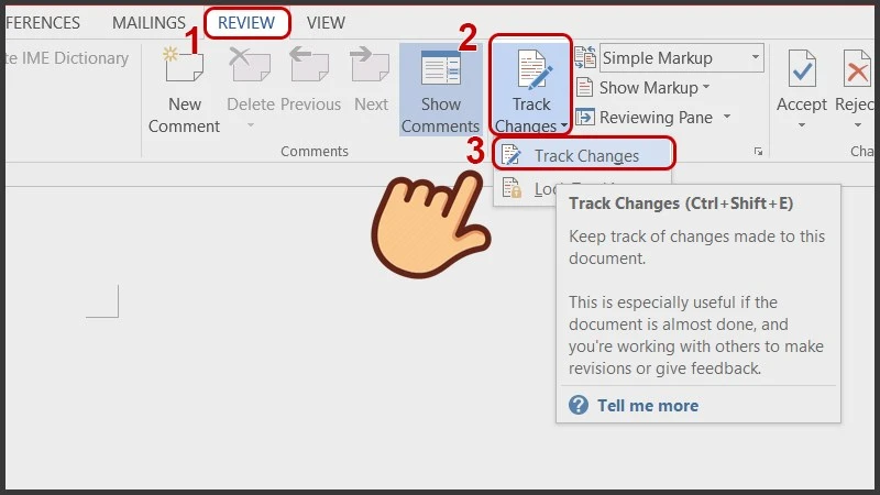 Cách bỏ Tracking trong Word 2016