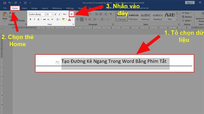 Cách kẻ dòng trong Word 