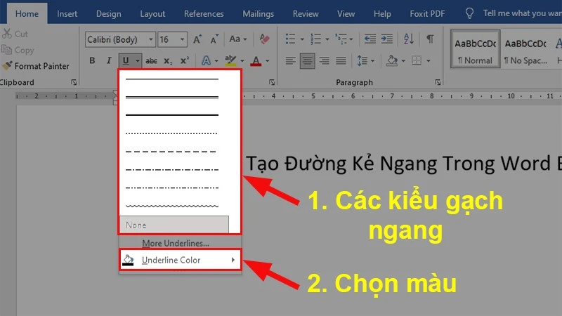 Cách kẻ dòng trong Word 