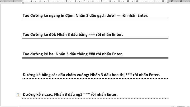 Cách kẻ dòng trong Word 