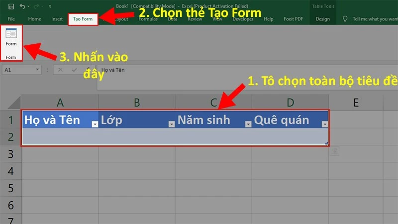 Hướng Dẫn Nhập Dữ Liệu Trong Excel Bằng Form Tự Tạo