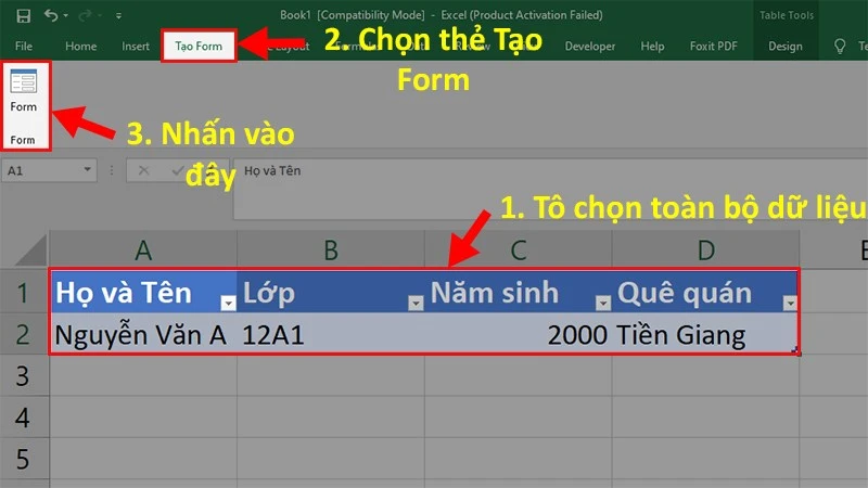 Hướng Dẫn Nhập Dữ Liệu Trong Excel Bằng Form Tự Tạo