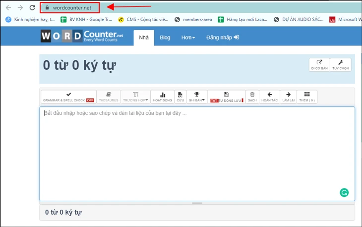 Truy cập vào trang Word Counter.