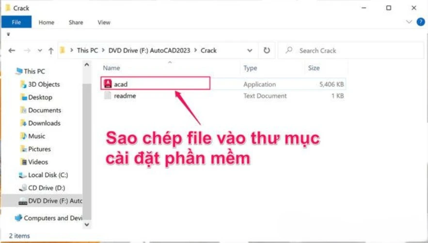 Sao chép file kích hoạt