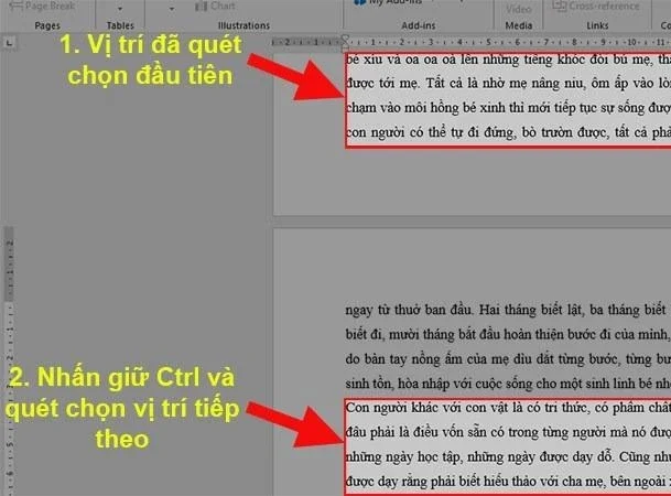 Nhấn và giữ “Ctrl” + chuột phải để chọn nội dung tiếp theo