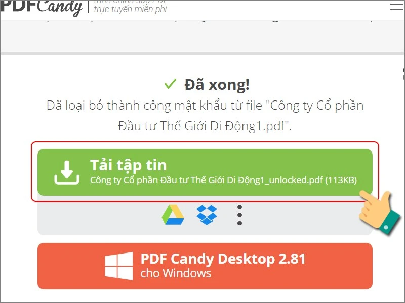 Nhấn tải tệp tin để download file PDF vừa được mở khóa