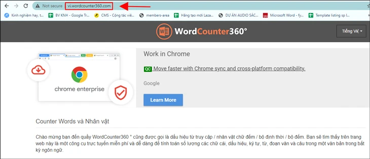Truy cập vào trang Word Counter 360