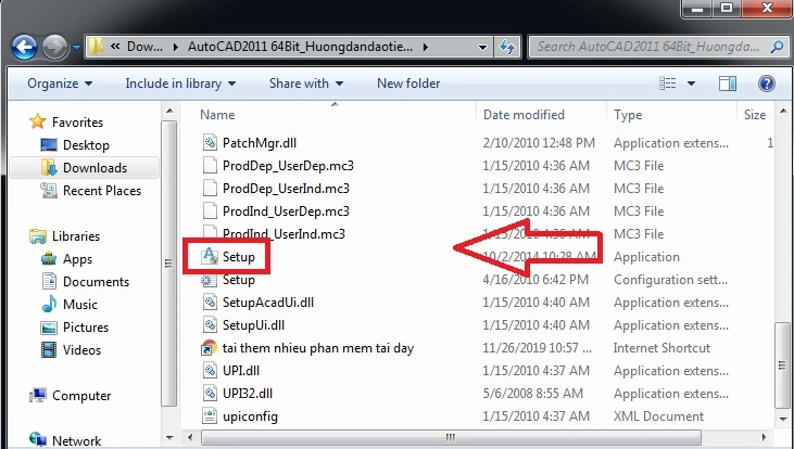 Chạy file Setup