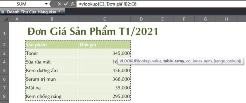 Chuyển sang sheet khác để chọn vùng dữ liệu nguồn