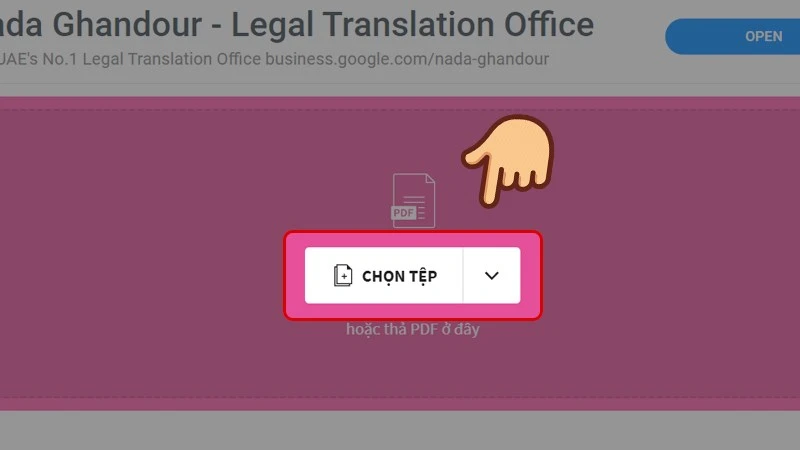 Truy cập trang web SmallPDF và chọn tệp