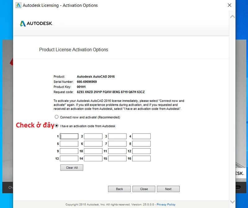 Chọn I Have an Activation Code From Autodesk và nhấn Next