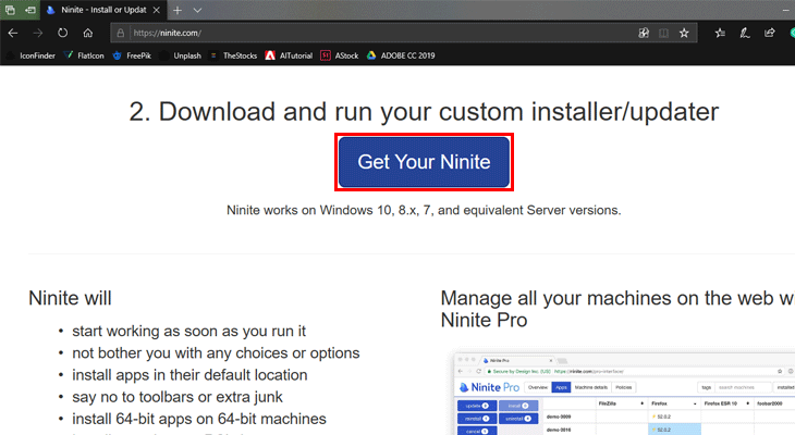 Chọn "Get Your Ninite" để tải ứng dụng về