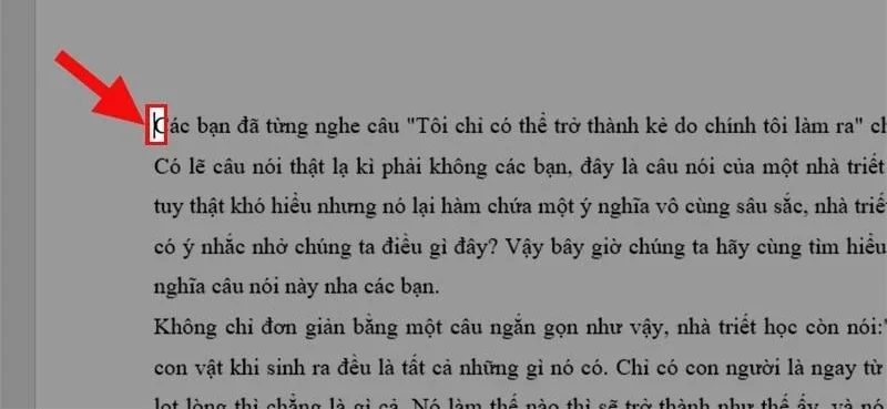 Đặt con trỏ chuột tại vị trí đầu tiên của văn bản cần sao chép