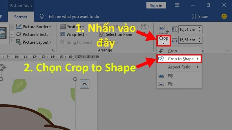 Chọn Crop to Shape để cắt ảnh theo hình dạng