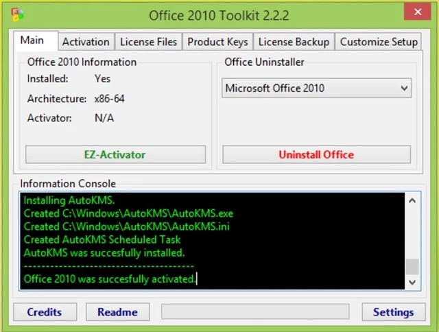 Chọn EZ-Activator là hoàn thành tải bản word 2010 download