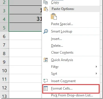 Chọn thư mục Format Cell