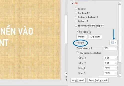 Chọn Texture để chọn hình nền thích hợp