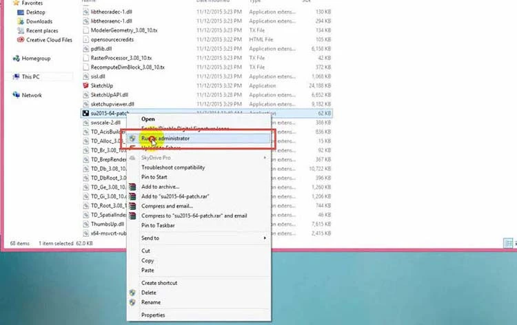 Chạy file Crack với quyền Admin