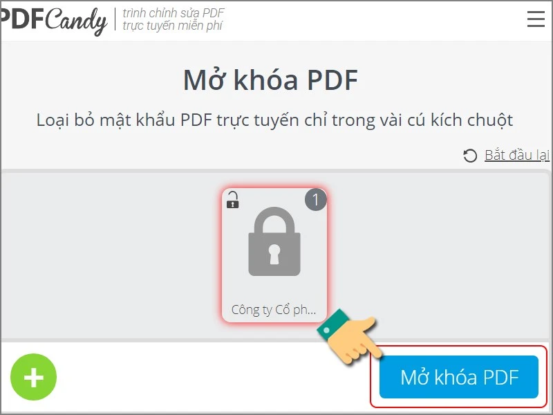 Chọn mở khóa PDF để thực hiện 