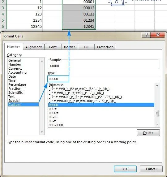 Cách hiện số 0 ở đầu trong Excel