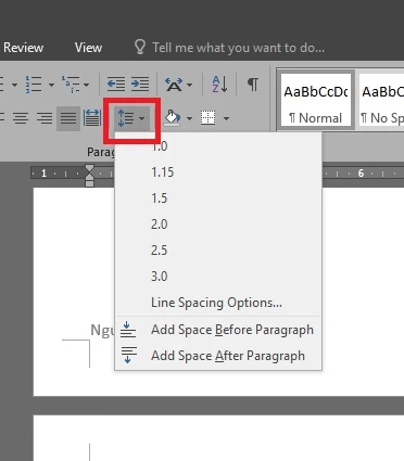 Điều chỉnh khoảng cách dòng bằng Line Spacing