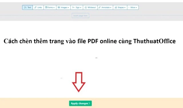 Chọn Apply changes để lưu