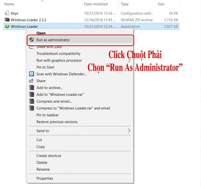 Chạy File với quyền Admin