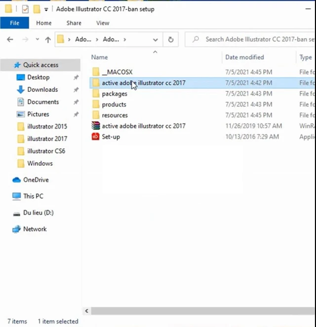 Mở thư mục Active adobe Illustrator cc 2017