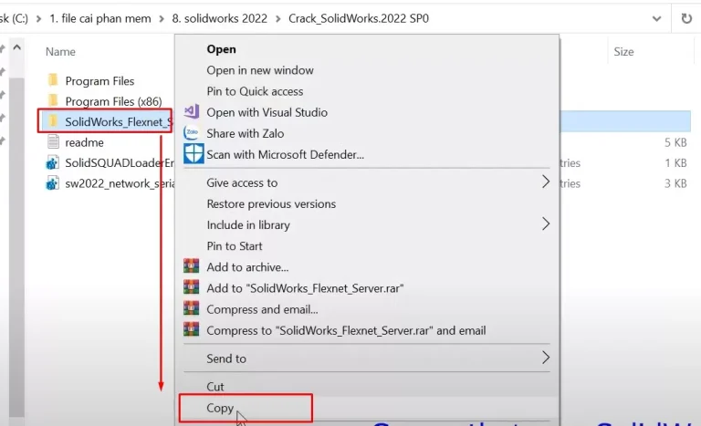 Copy folder “SolidWorks_Flexnet_Server” đến ổ C