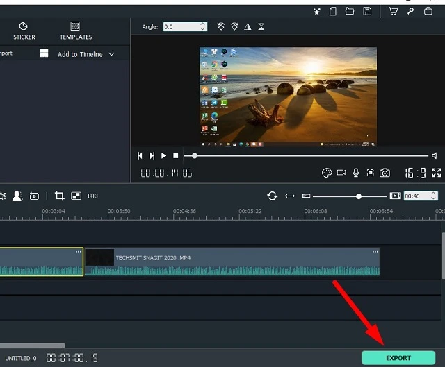 Chọn "Export" ở góc phải màn hình để lưu video