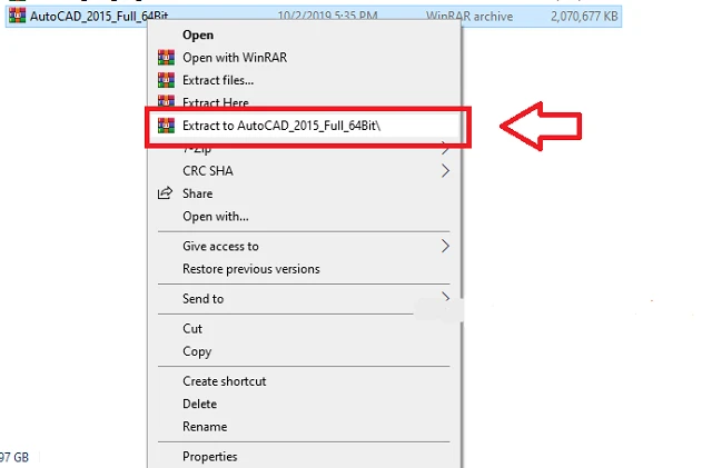 Giải nén file AutoCAD 2015 