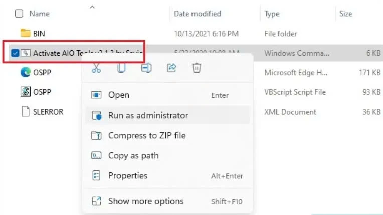 Chạy tập tin Activate AIo Tools v3.1.2 by Savio với lệnh Run as administrator