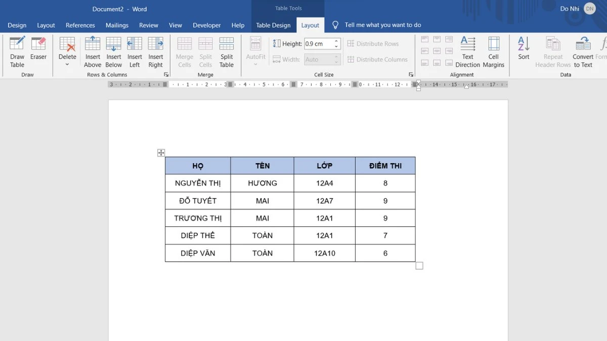 Cách sắp xếp tên theo ABC trong Word 2010