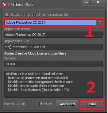 Chọn phiên bản cần Crack là Photoshop 2017